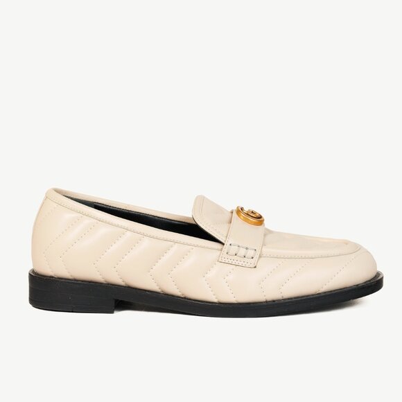 Gucci Marmont Cream GG Matelasse Leather Loafers - Picture 2 of 12